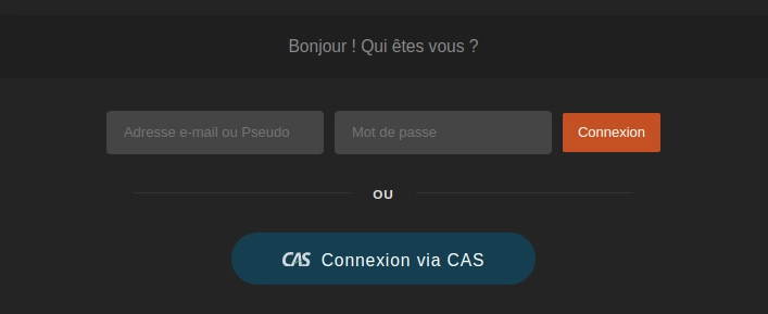 Capture d'écran du login avec CAS activé