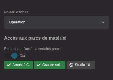 La restriction des parcs des utilisateurs
