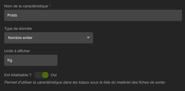Édition des caractéristiques spéciales