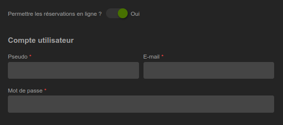 Compte utilisateur pour bénéficiaire