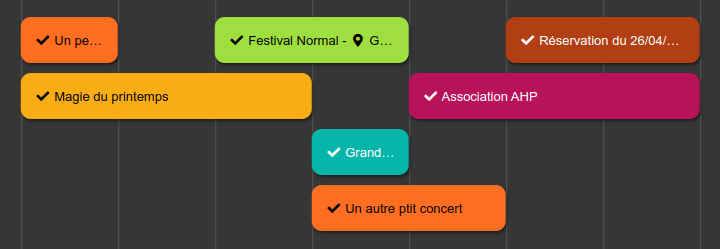 Couleurs des événements dans le calendrier
