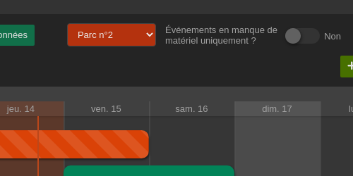 illustration calendrier filtre par parc