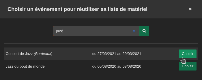 illustration étape 4 événement réutilisation de liste de matériel