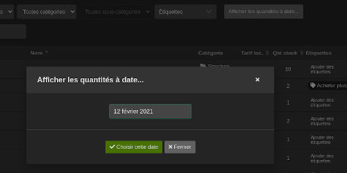 illustration fenêtre date pour quantités matériel