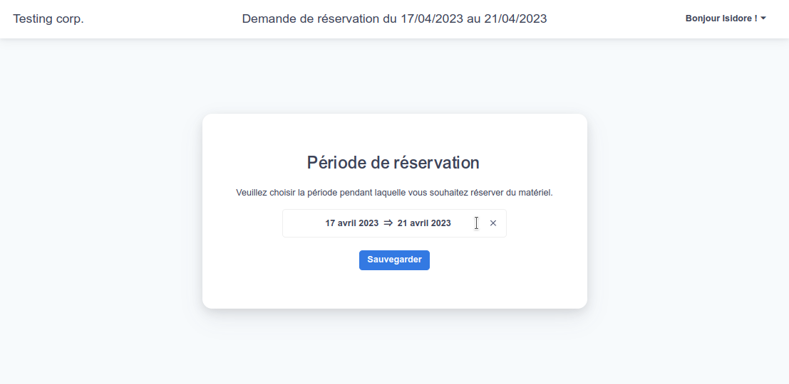 Réservation en ligne (dates)
