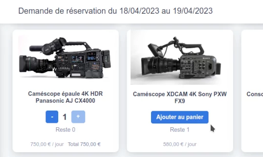 Réservations d'un matériel