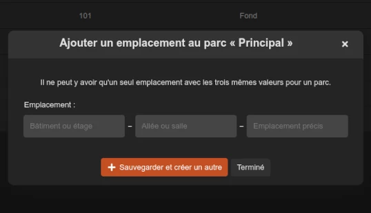 Emplacements dans les parcs