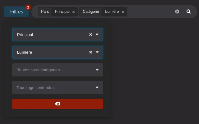 Les filtres d'un listing.
