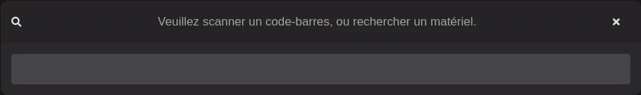 La fenêtre de recherche de matériel.